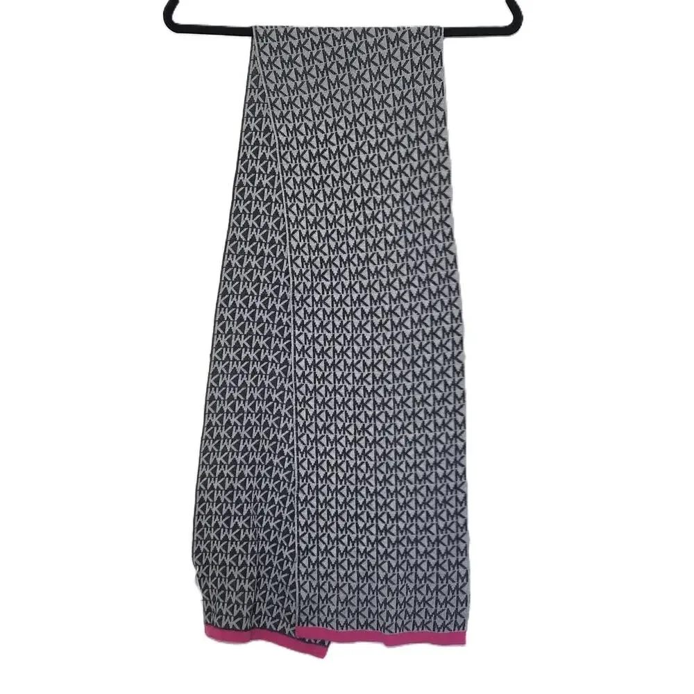 Michael Kors Logo Scarf Gray and‎ Pink
